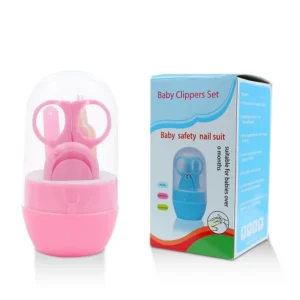 Baby Nail Trimmer Grooming Scissors & Nail Clipper Set Kit Manicure Set of 4 Pcs with Box Kids Nail Cutter- (Pink)