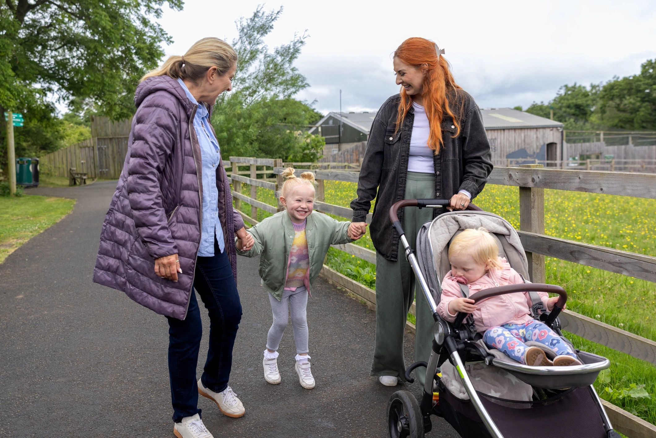 Family outing with stroller