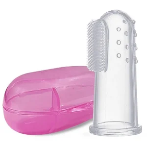 LuvLap Baby Silicone Finger Toothbrush with case for Easy Cleaning, Massaging, and Soothing Gums