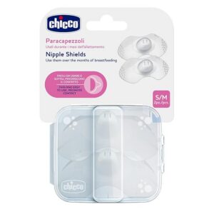 Chicco Nipple Shield for Breastfeeding Mothers, Super Soft Silicone, Small to Medium (2 Pieces)
